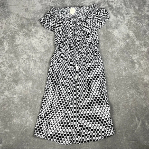 Kate Spade Dress Sz Small Off Shoulder Boho Print Tassel Printed Knee Length - Picture 5 of 12